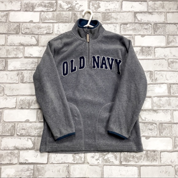 Old Navy Boys Gray Long Sleeve Pullover 1/4 Zip up Sweatshirt - Picture 1 of 10